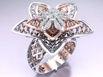  Mesh flower ring - Italian rings - Womens Rings - N6544 3D print model