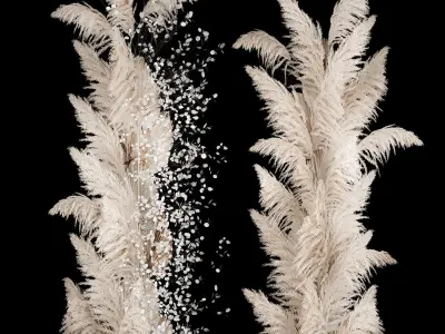 Art Installation Of Dry Branches Dried Flowers 3D model