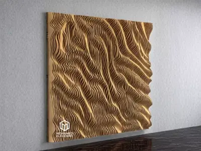 Parametric Wavy Wooden Wall Decor 05 - wood cutting machines  3D model