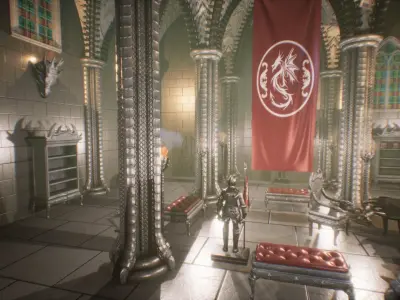 Dragon Hall 2 UNREAL Engine Low-poly 3D model