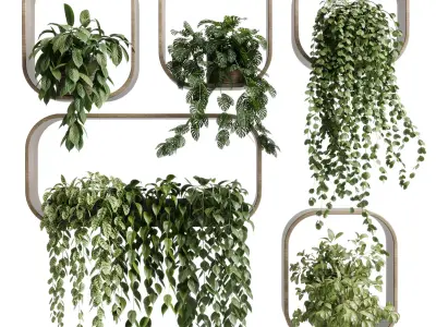 wall plant  set Indoor plant 603 plants on shelf in handmade 3D model