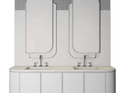 Luxury Marble Wood Bathroom 3D model