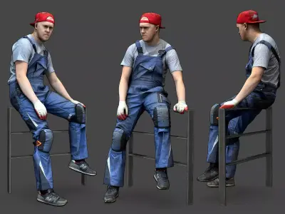 Stylized Car Mechanic Character 3D model