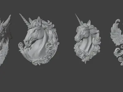 Mythical Creature Fridge Magnet Set  3D print model