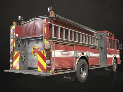 Fire Truck Low-poly 3D model
