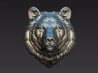 Bear head shaggy 3D print model