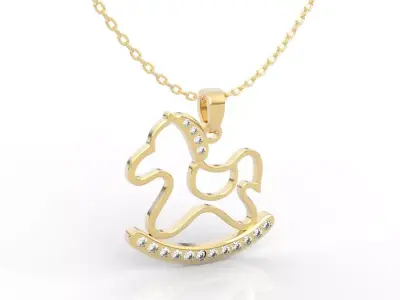 Luxury Baby Diamond Rocking Horse Charm Model 3D print model