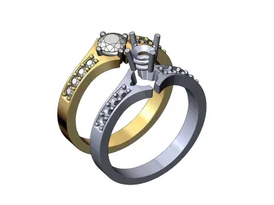 2 tone diamond ring US sizes 5to9 3D print model
