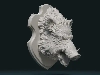 Wild Boar Mounted Head 3D print model