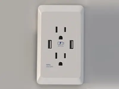 Electrical Plug and Switches Adapter with Usb Outlets 3D model