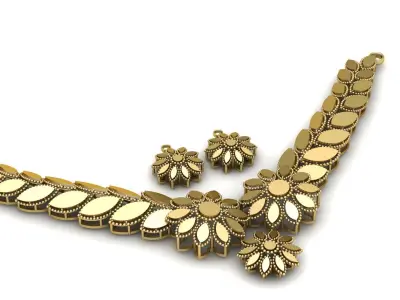 SUNFLOWER STYLE NECKLACE SET 3D PRINTABLE MODEL 3D print model