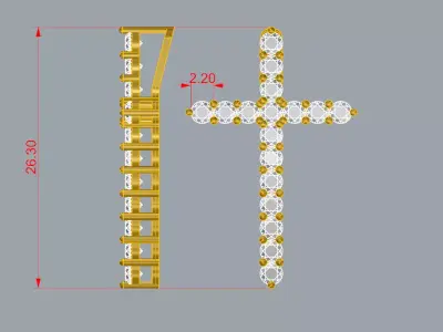 Elegant Corss Pendant Jewelry Gold 3D print model purchase