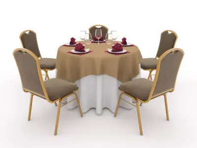 Banquet Table and Chair 12 3D model