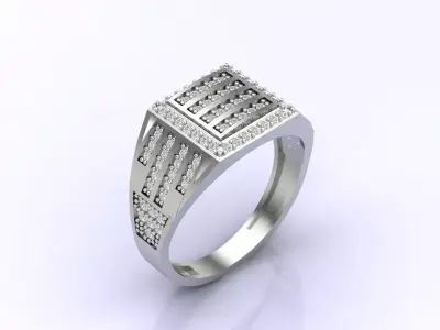 Print Ready STL 3DM  Gents Rings Diamond Men Ring  3D print model 14