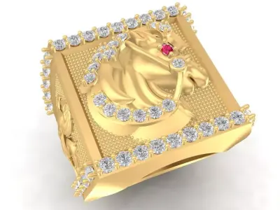 Luxury Horse Head Square Ring for Men  2809 3D print model