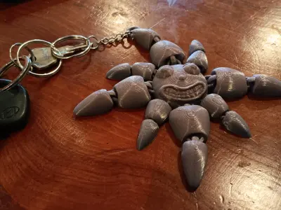 smiling sun keychain - flexi fidget toy 3D print model