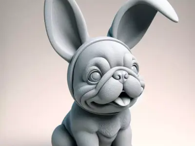 French Bulldog Puppy with Bunny Ears 3D print model