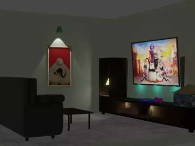 Simple TV Room  Free 3D model