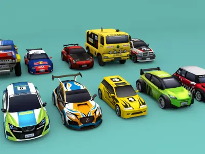 Low Poly Rally Car Pack Low-poly 3D model Low-poly 3D model