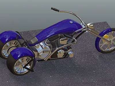 Harley Davison custom street Trike- High Poly 3D model