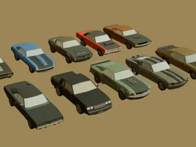 LowPoly Muscle cars Low-poly 3D model