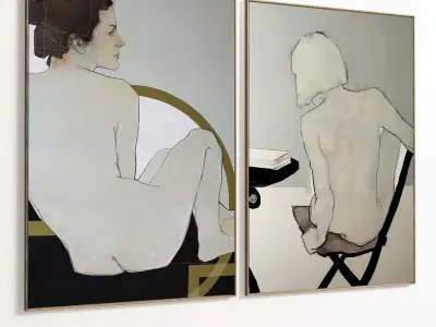 Plaster Two Photo Frame 235 Low-poly 3D model