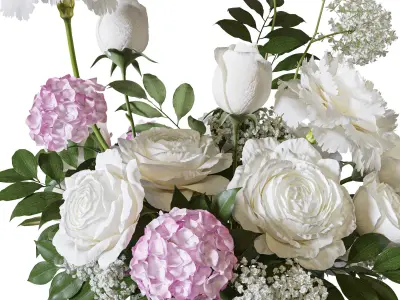 Flower Set 102  rose carnation hydrangea  3D model