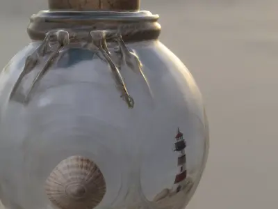 Miniature Lighthouse in Glass Jar Diorama Low-poly 3D model