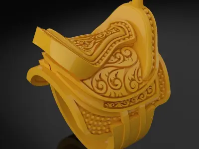 Horse Saddle Engraved Ring 3D print model