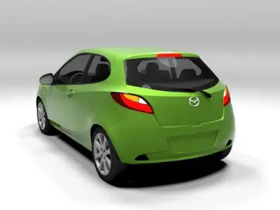 MAZDA 2 3DR 2009 LOWPOLY Low-poly 3D model