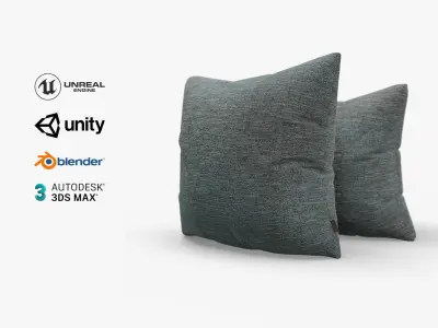 Cushion Dark Grey Denim Low-poly 3D model