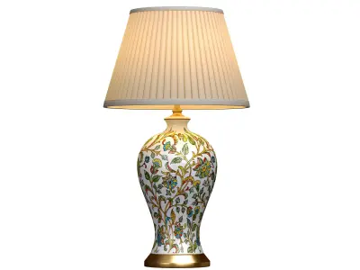 European Floral style Ceramic Table Lamp Retro Nightstand  3D model