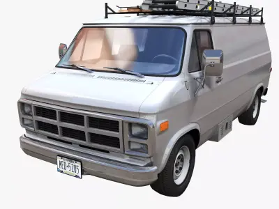 80s utility van Low-poly 3D model