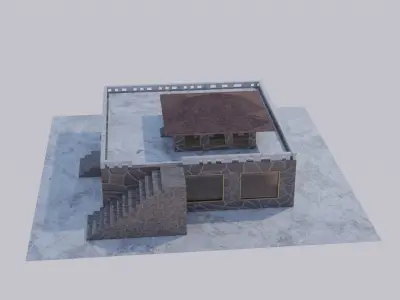 summerhouse house with stairs and roof Low-poly 3D model