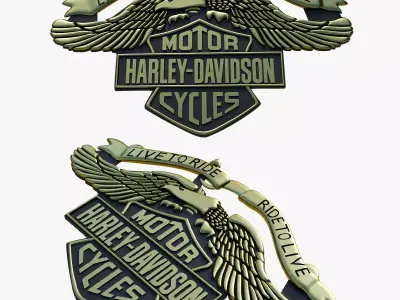 Eagle Emblem - Live to Ride Motorcycle Badge 3D print model