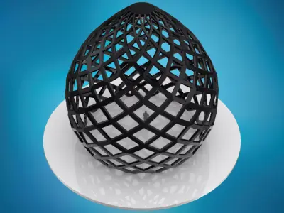 Dome pointed hexagonal grid structure large Low-poly 3D model