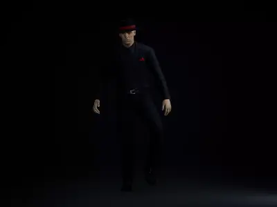 Noir Gangster in a suit Low-poly 3D model