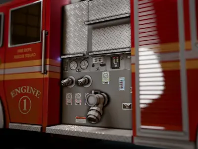 Firetruck Vehicle Low-poly 3D model