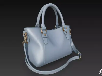 Blue Modern Tote Bag Low-poly 3D model