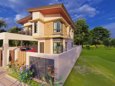 Modern Bungalow House 3D model