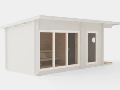 Sauna GreyWhite Low-poly 3D model