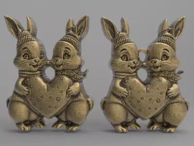 valentines day rabbit with heart decor  3D print model