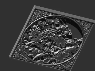 Bas-relief of lotus 3D print model