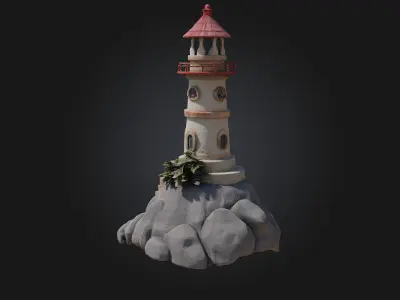 Lighthouse Haven  Guiding Light Amidst Endless Seas 3D model