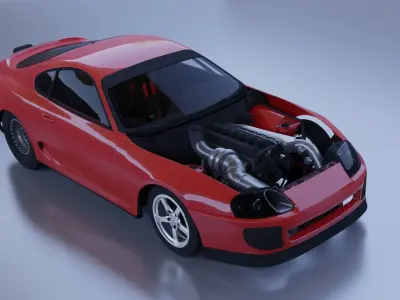 Toyota Supra Drag Racing Car Low-poly 3D model