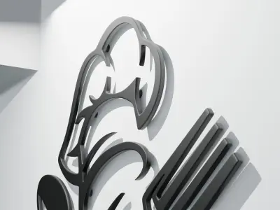 Kitchen Wall Decoration - Chefs Hat Spoon and Fork 3D model