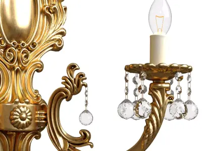 Decorative Golden Sconce in classic style Crystals Wall lamp  3D model