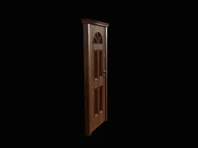 Door new wood PBR texture Low-poly 3D model