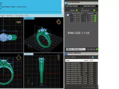 Luxury Pave Three Stone Diamond Ring CAD Model STL 3DM 3D print model