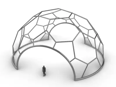 Hexagonal Dome with entry Geodesic Like Pattern 3D model